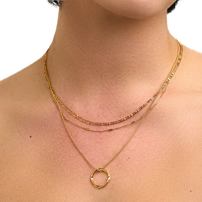 Circa™ | 18K Gold Open Circle Three Row Necklace