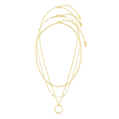 Circa™ | 18K Gold Open Circle Three Row Necklace