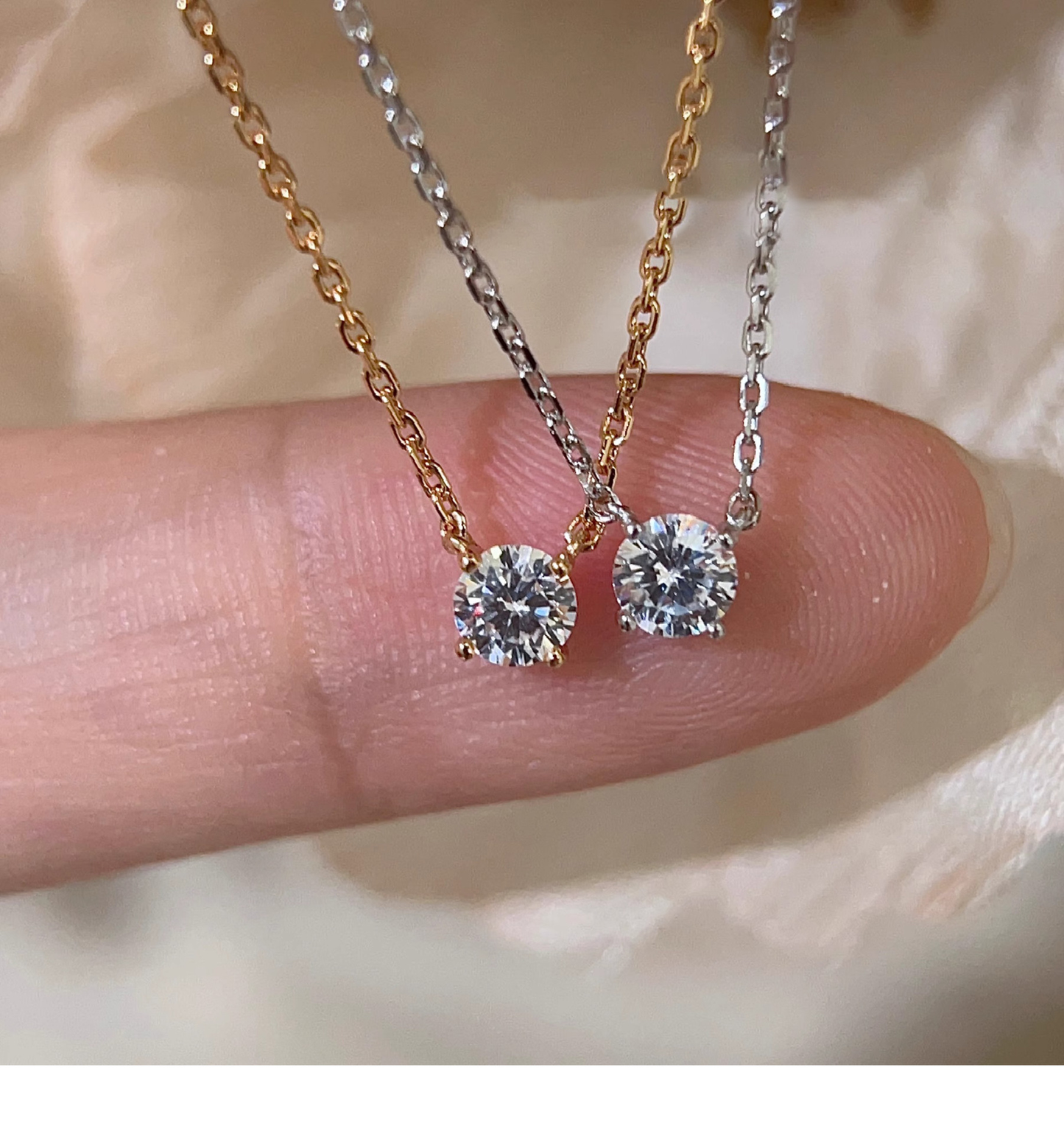 Clea™ | 14K Gold Moissanite Stone Necklace